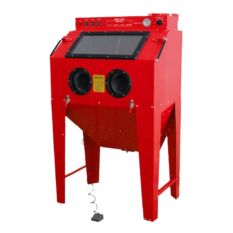 Sandblaster Cabinet - 350L zandstraalcabine met ingebouwde stofzuiger, gebruikt,